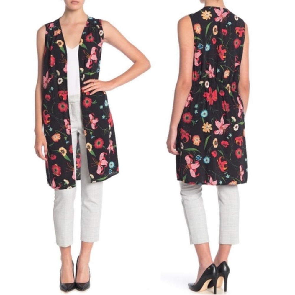 Pleione Floral Open Duster Vest